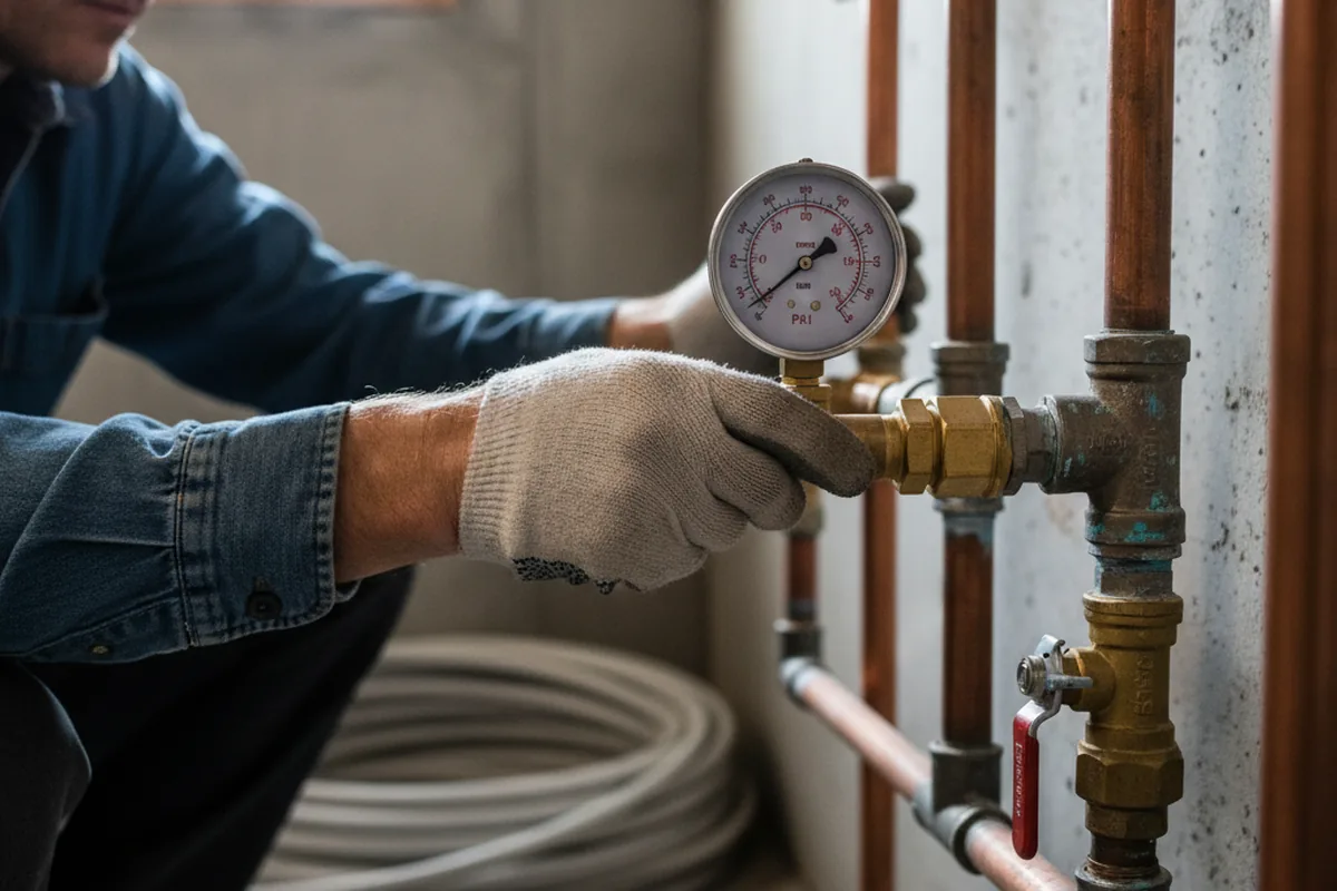Pressure testing a repaired line during Water Line Repair in New Caney